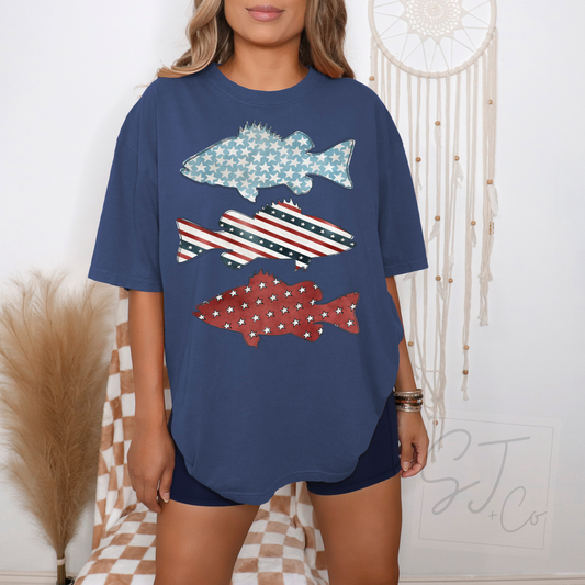 Patriotic Fishing Graphic Tee