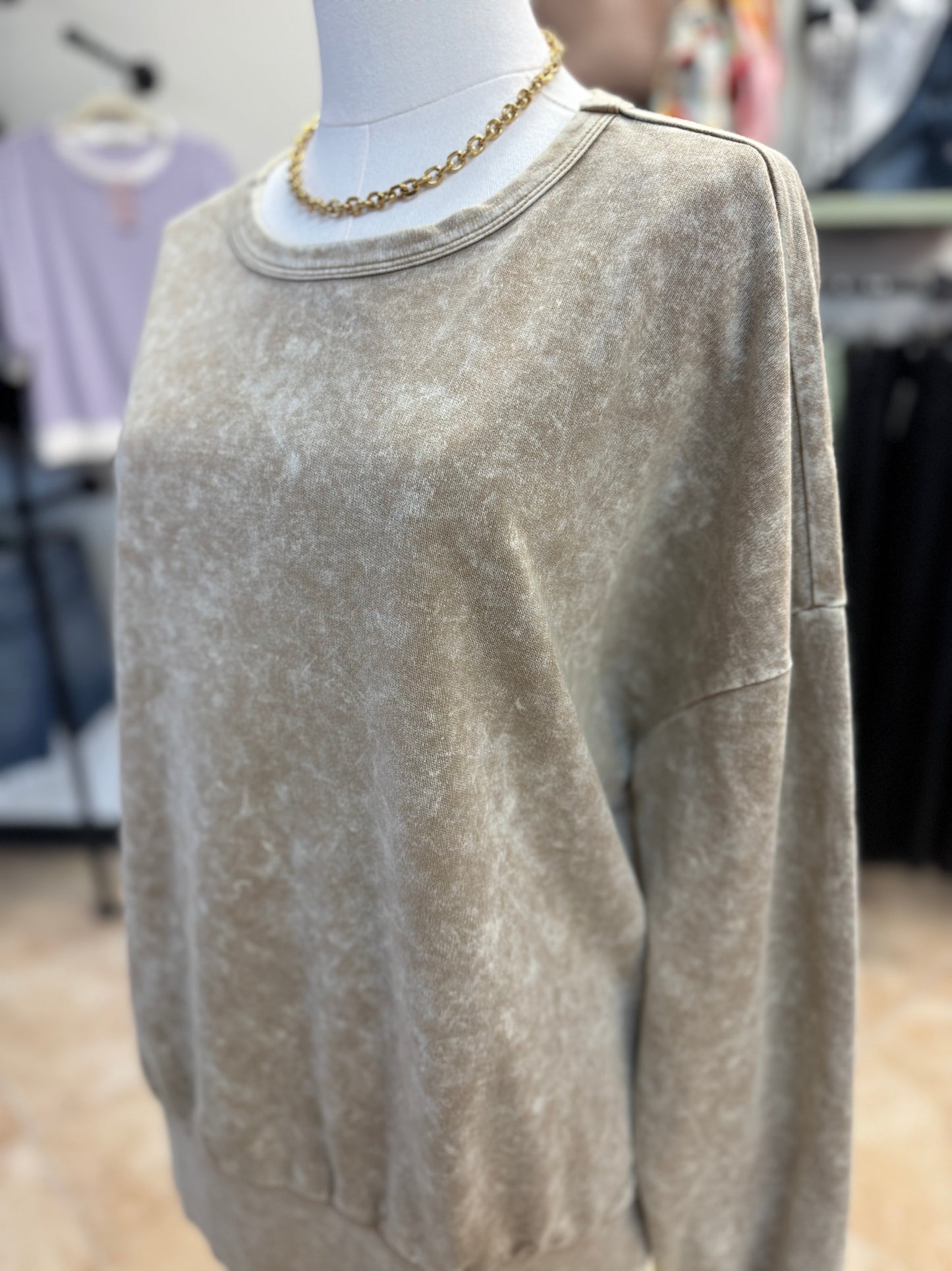 Acid Wash Khaki Cozy Pullover
