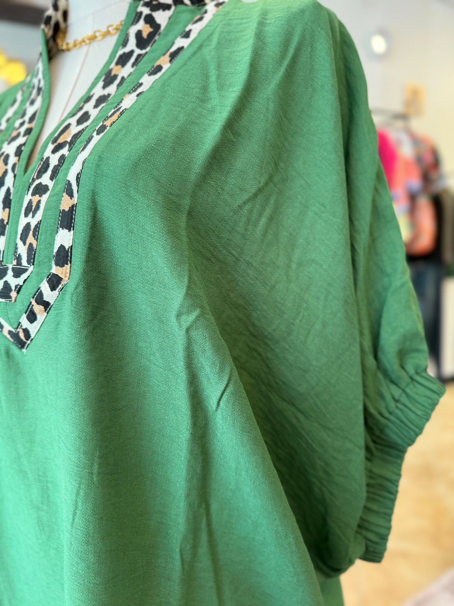 Kelly Green Dolman Sleeve Top