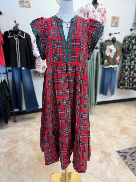 The Noel Christmas Plaid Midi Dress