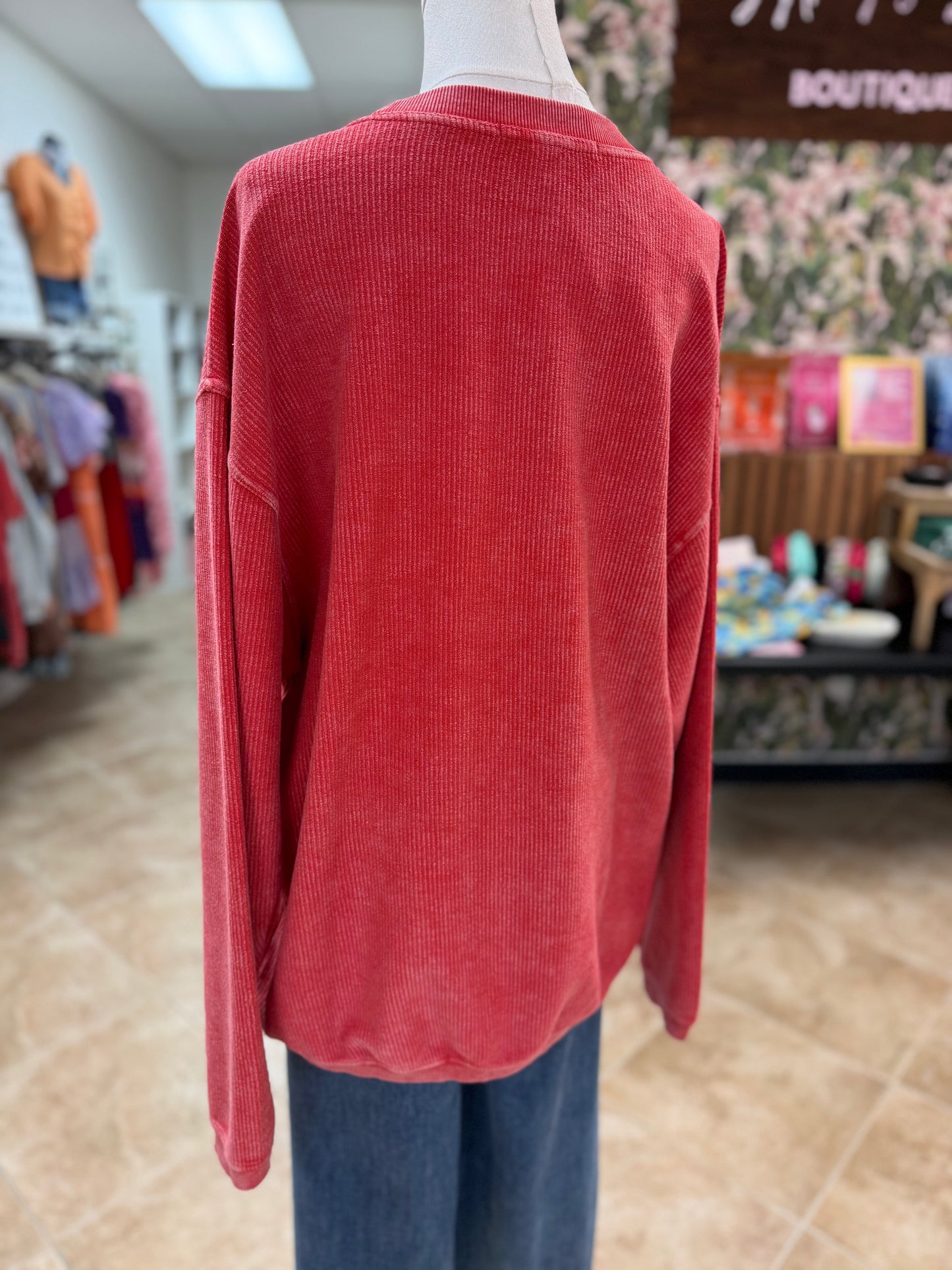 Red Moonryder Ribbed Crewneck Sweatshirt