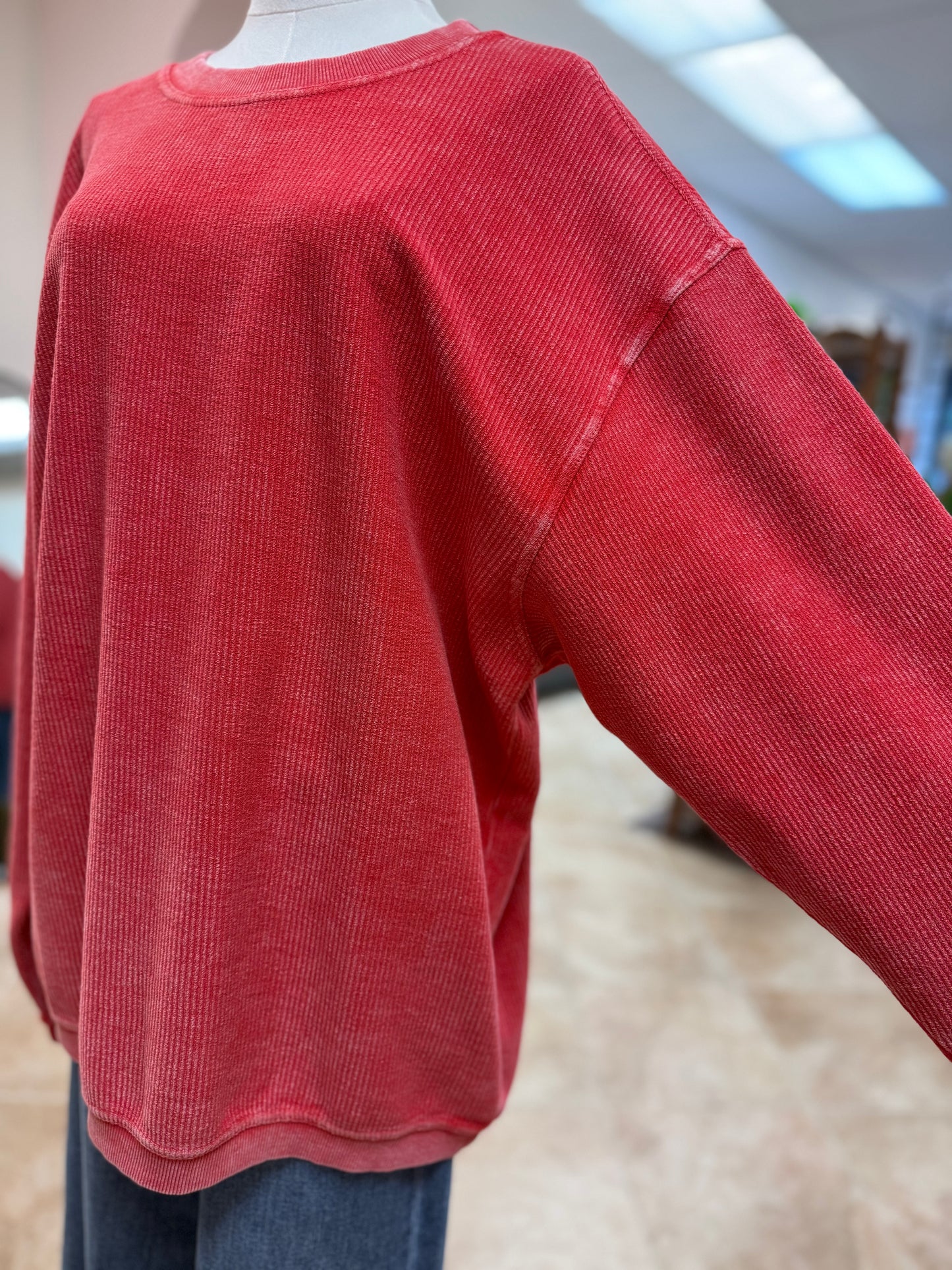 Red Moonryder Ribbed Crewneck Sweatshirt