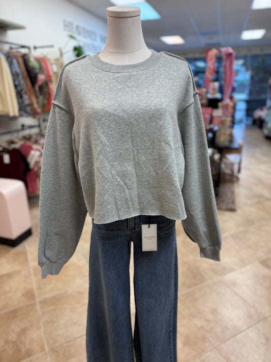Luxe Ash Grey Cropped Crewneck Sweatshirt