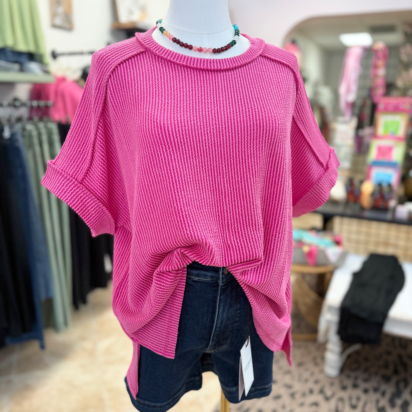 Customer Fave Every Day Corded Crew- Hot Pink