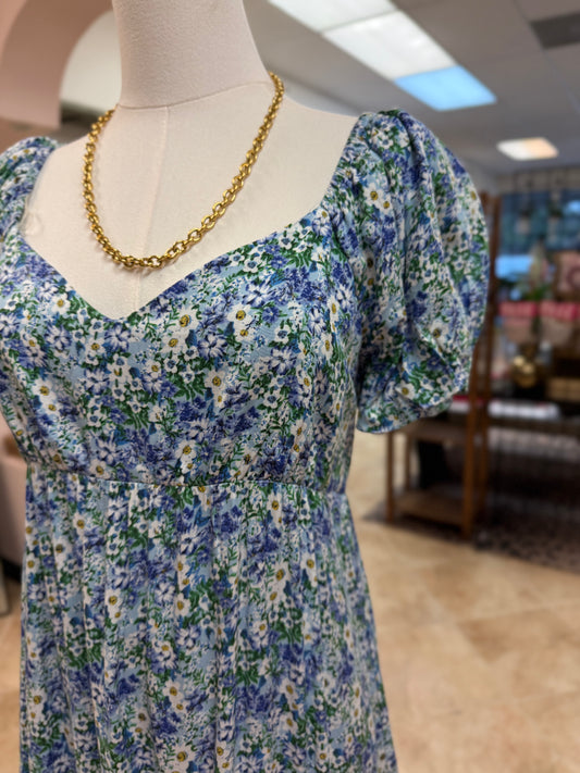 Kori Green/Blue Floral Maxi Dress