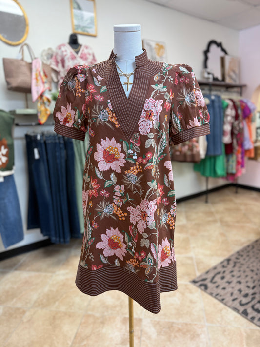 Autumn Reverie Floral Mini Dress