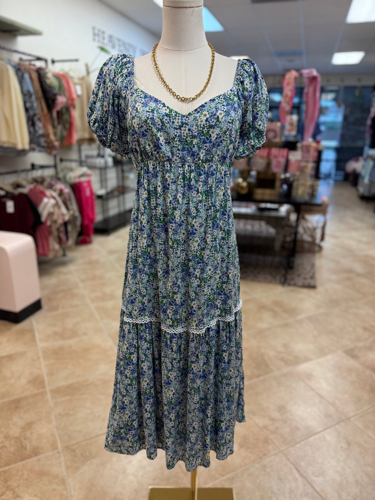 Kori Green/Blue Floral Maxi Dress