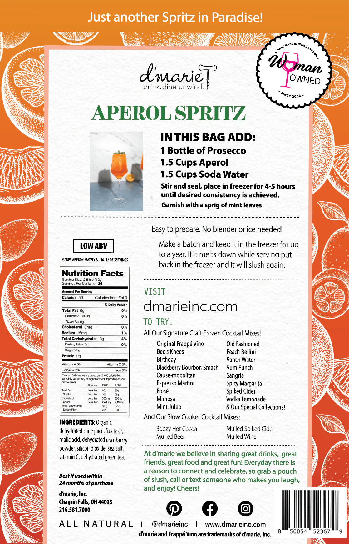 D'Marie Slush Mix- Aperol Spritz