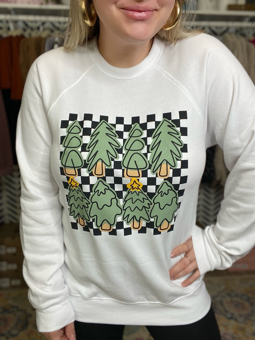 Boho Green Christmas Tree Bella Sponge Fleece Sweatshirt