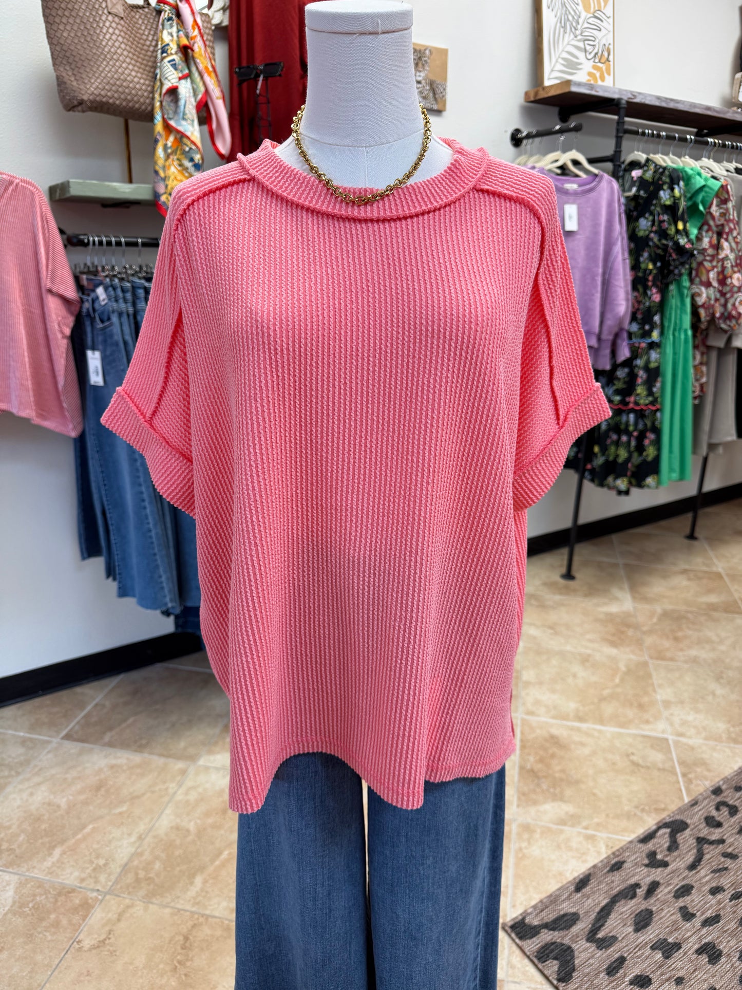 Customer Fave Every Day Corded Crew- Coral