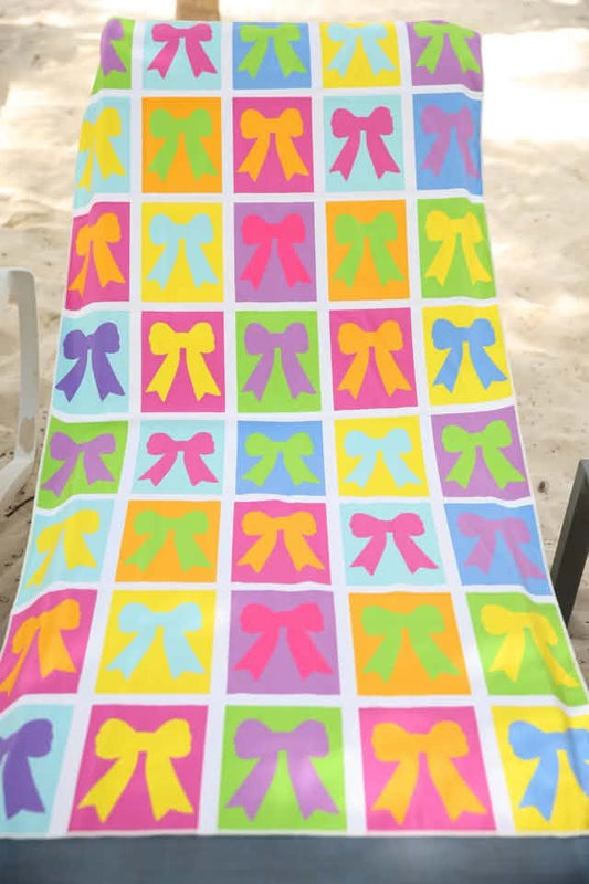 Jess Lea Bow Beach/Pool Towel In Bag