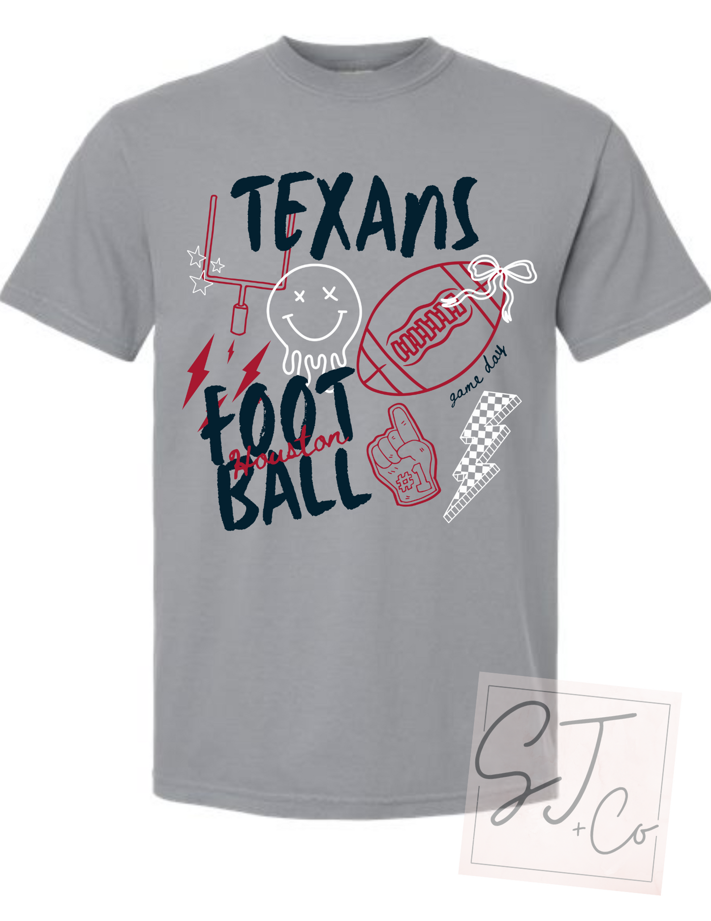 Grey Graffiti Texans Tee