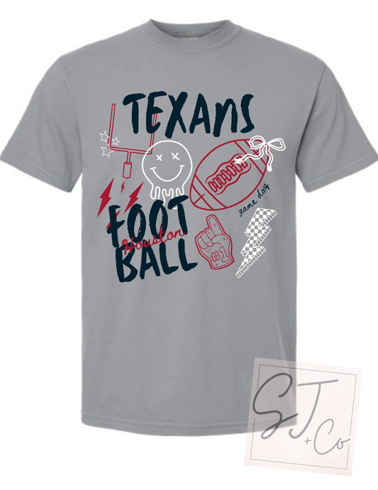 Grey Graffiti Texans Tee