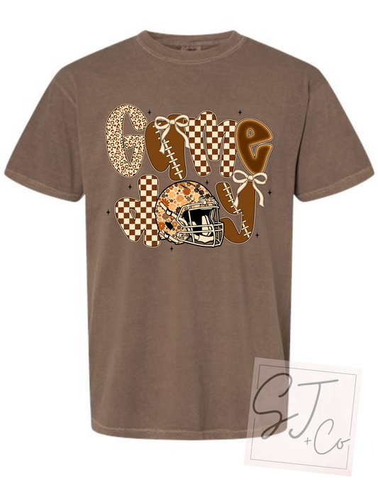 Espresso Checkered Game Day Football Tee