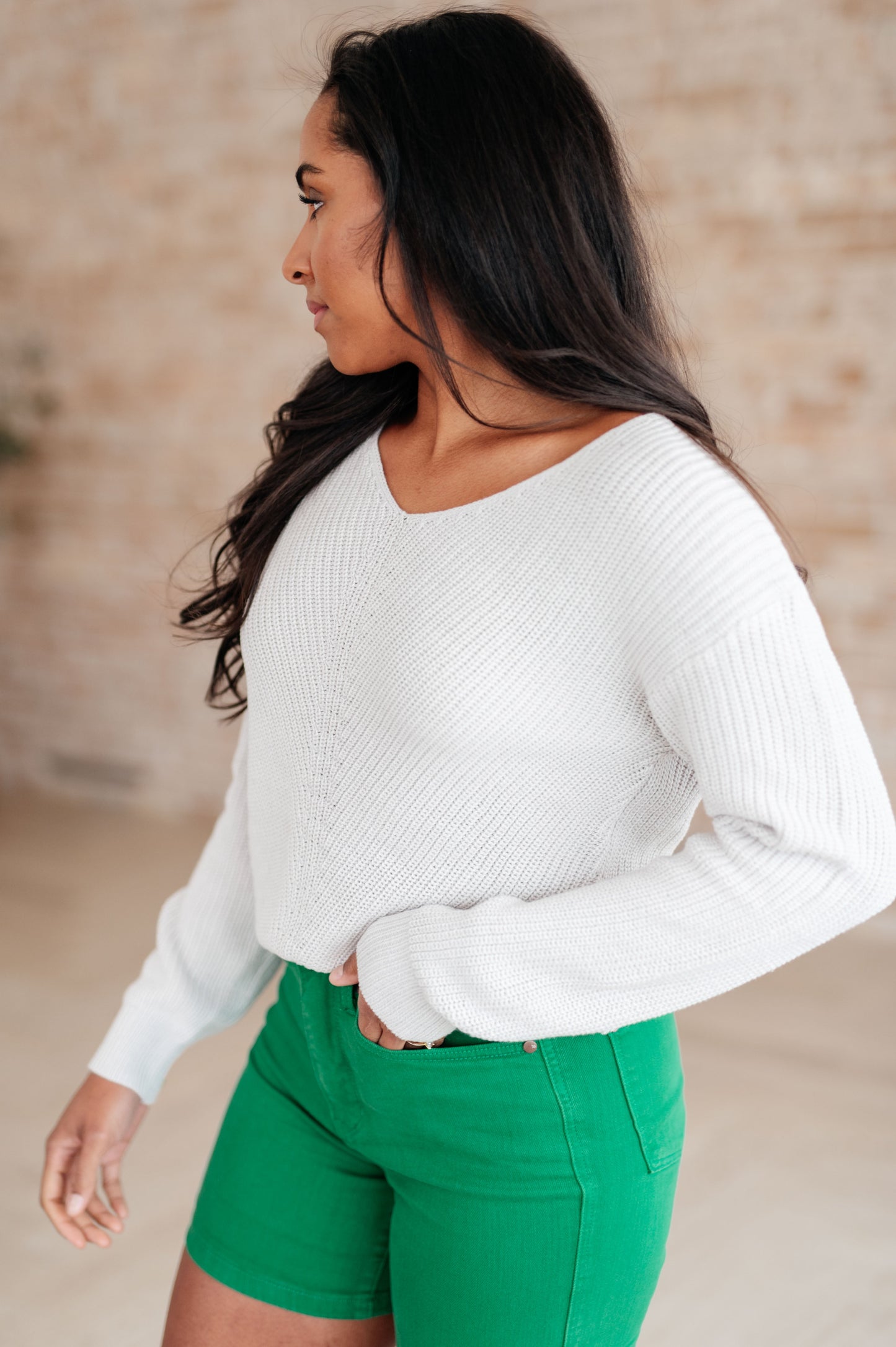 Told You So Ribbed Knit V Neck Sweater