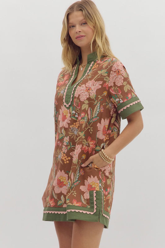 Fall Floral Caftan Style Dress