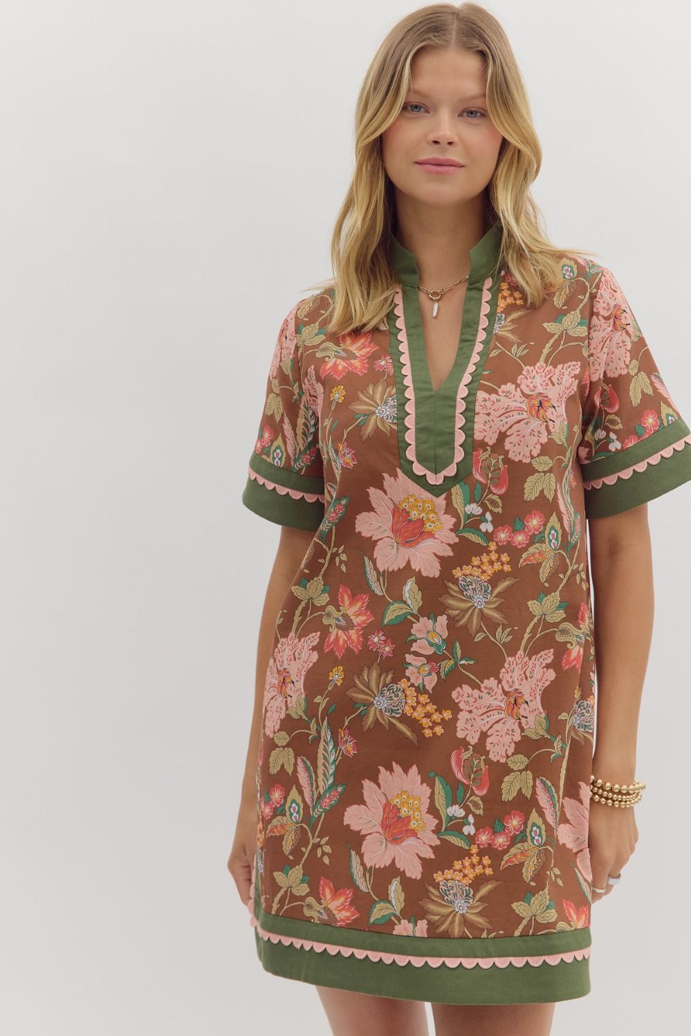 Fall Floral Caftan Style Dress