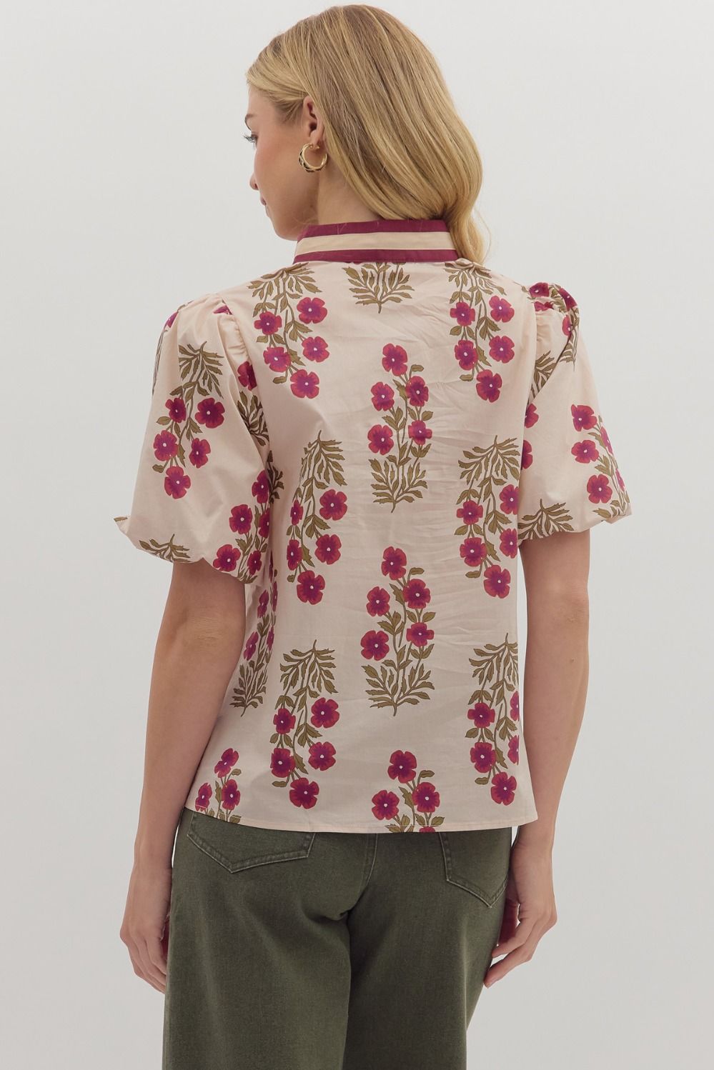 Blooming Grace Bubble Sleeve Blouse