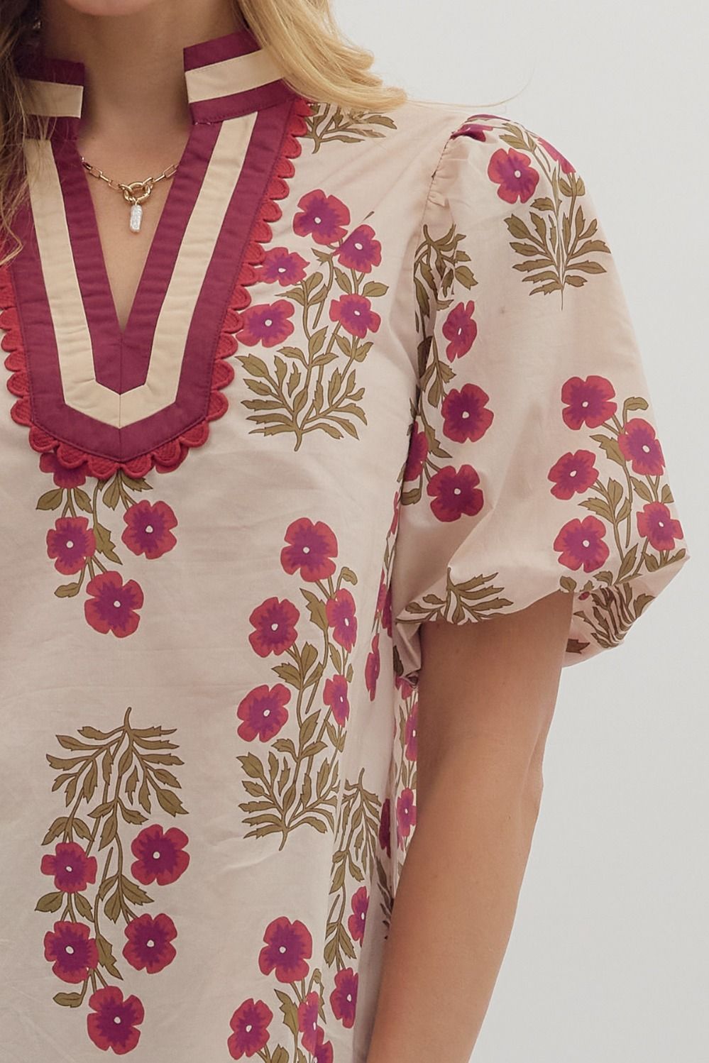 Blooming Grace Bubble Sleeve Blouse