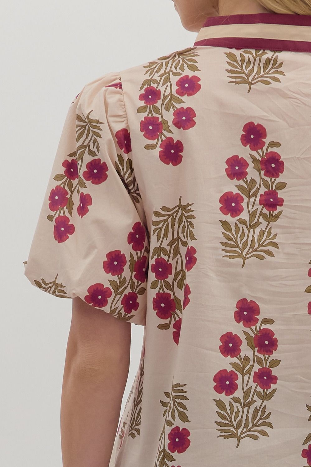 Blooming Grace Bubble Sleeve Blouse