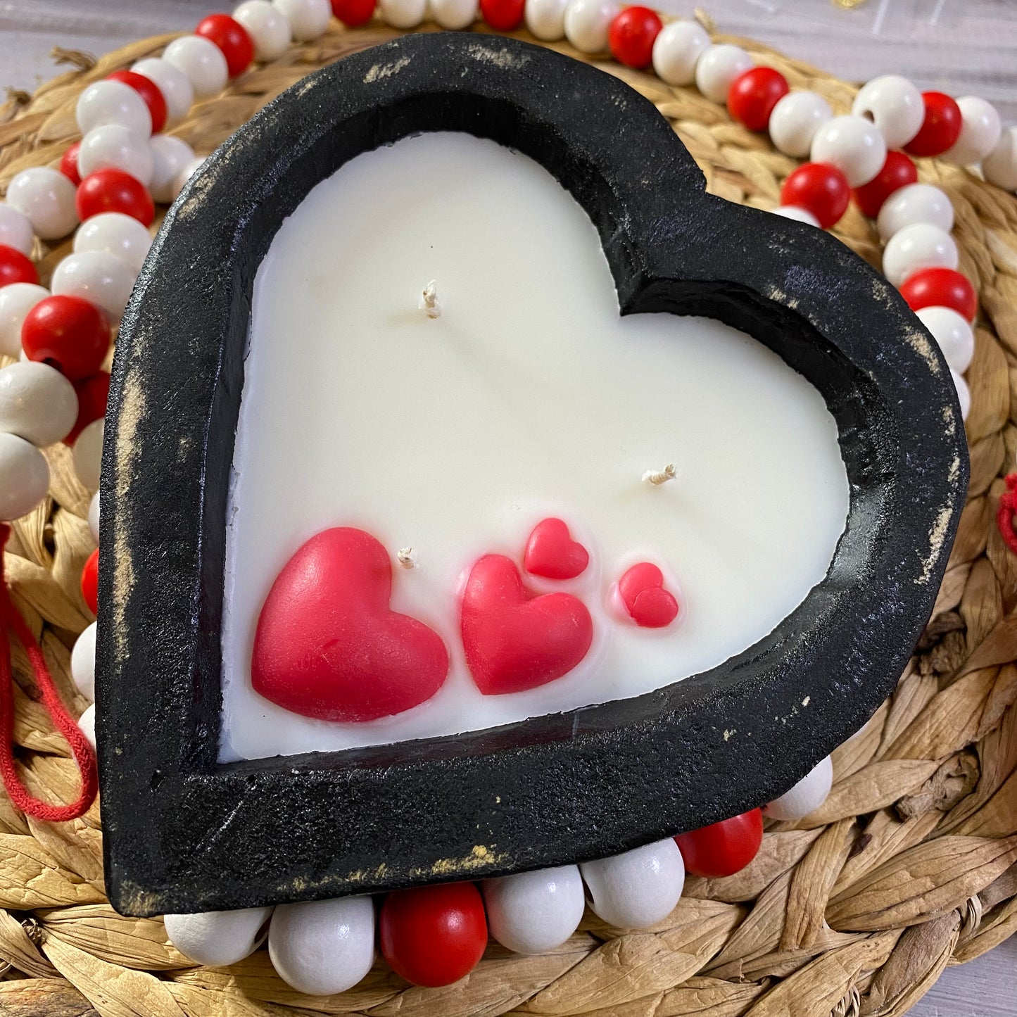 Black Heart Dough Bowl Candles