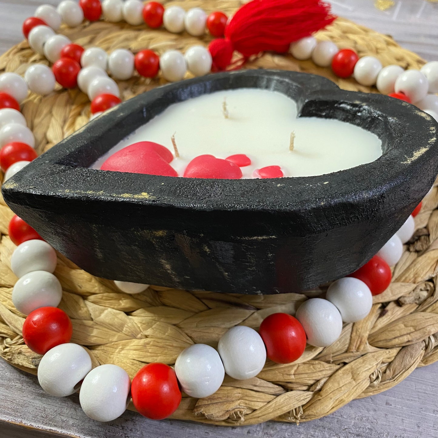 Black Heart Dough Bowl Candles